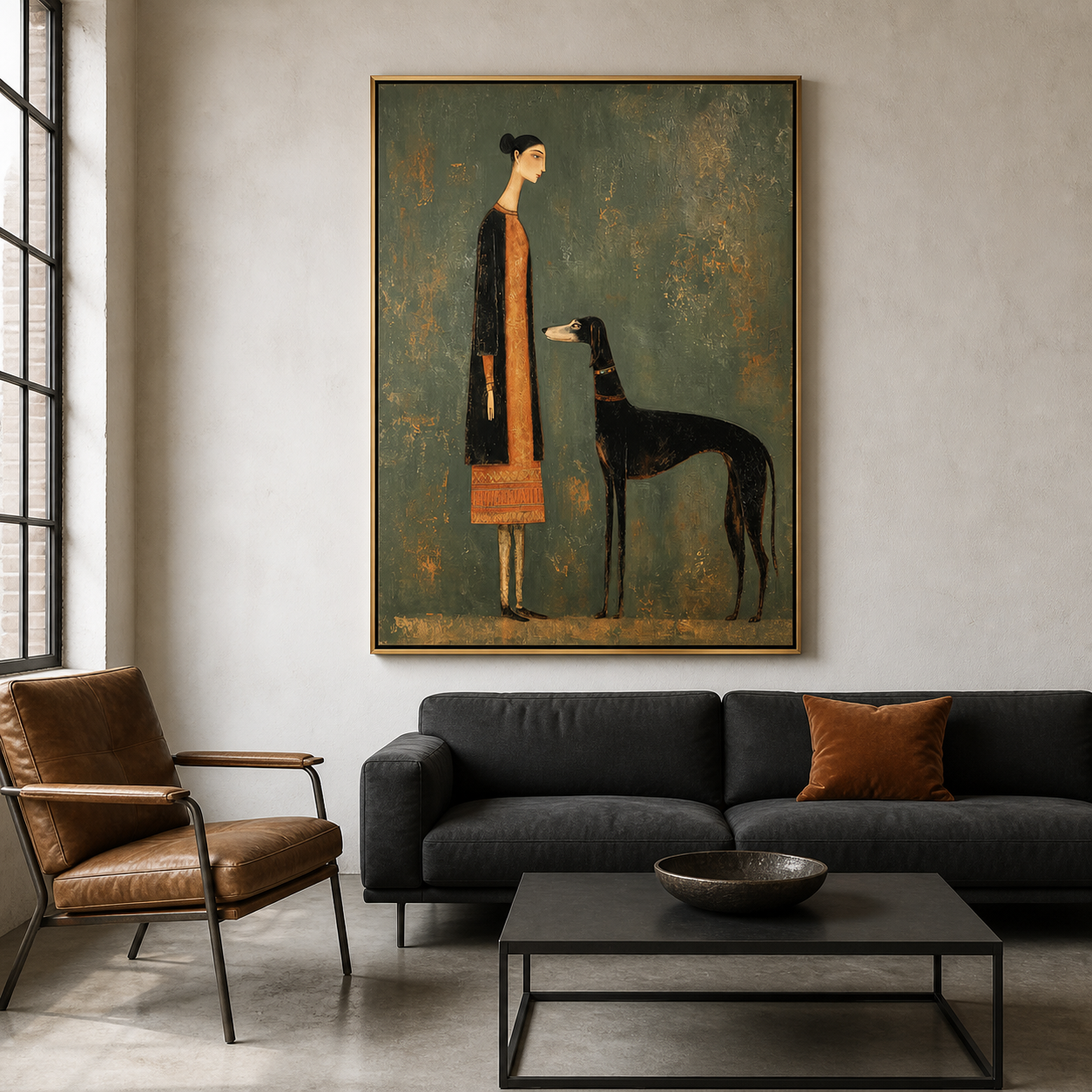 Noble Companion - Vintage Portrait of Woman & Hound Canvas