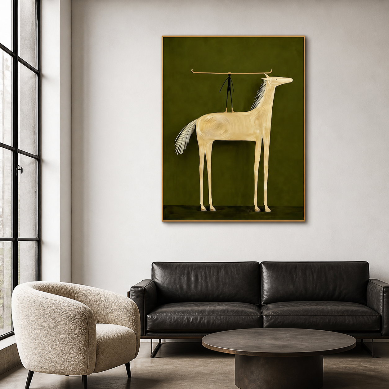 Whimsical Balance - Minimalist Equestrian & Rider Canvas
