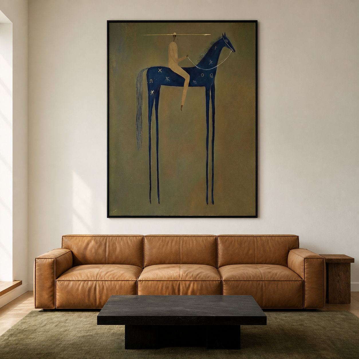 Crimson Sunset Strides - Tall Black Horse & Picador Painting