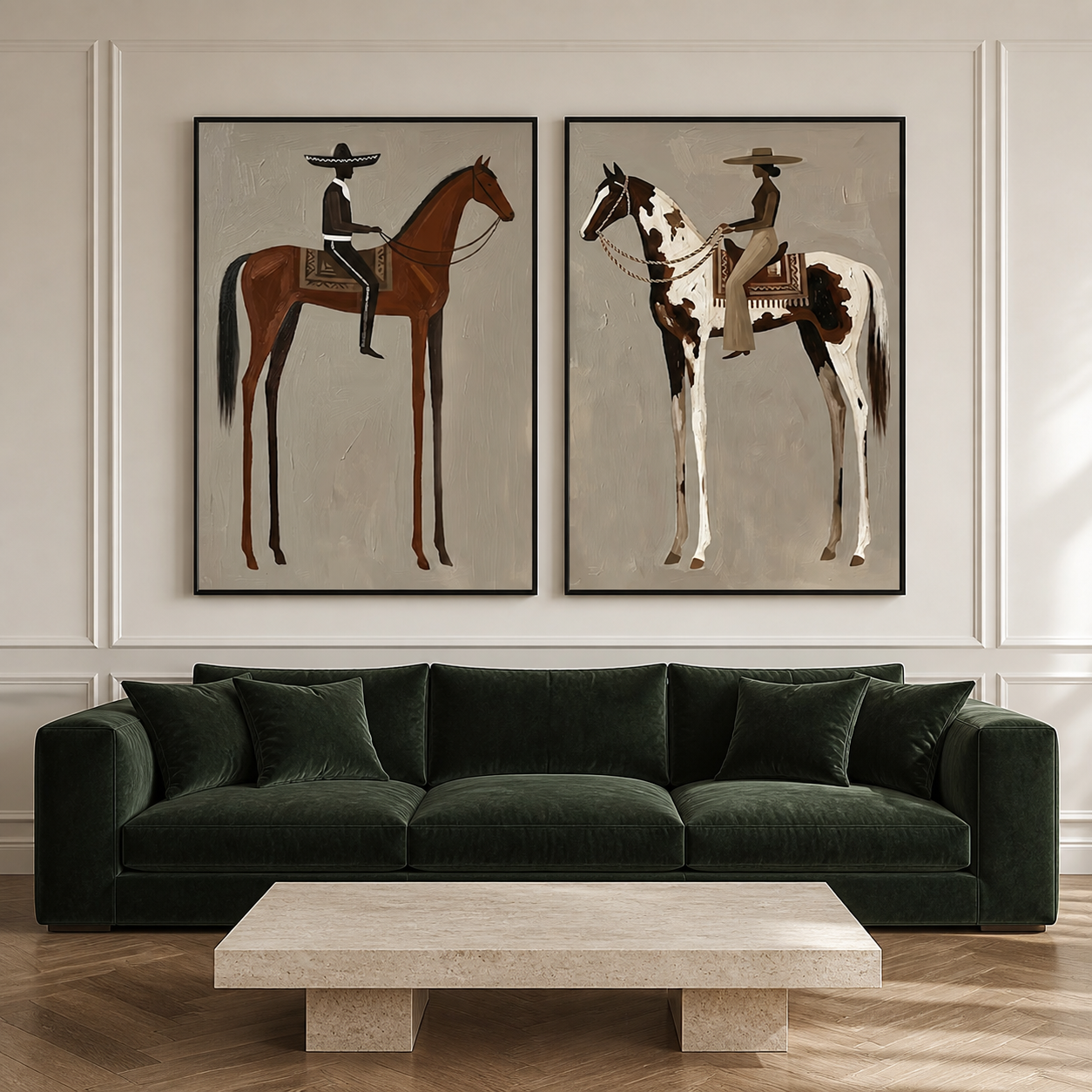 El Charro & La Charra - Mexican Cowboy Dual Canvas Set