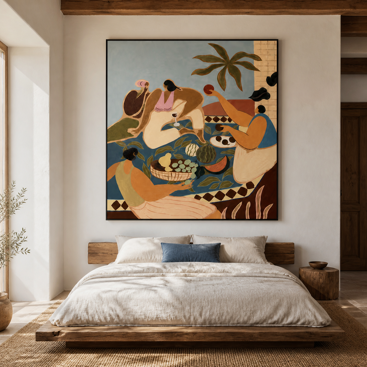 Summer Picnic - Mediterranean Tropical Feast & Figures Canvas