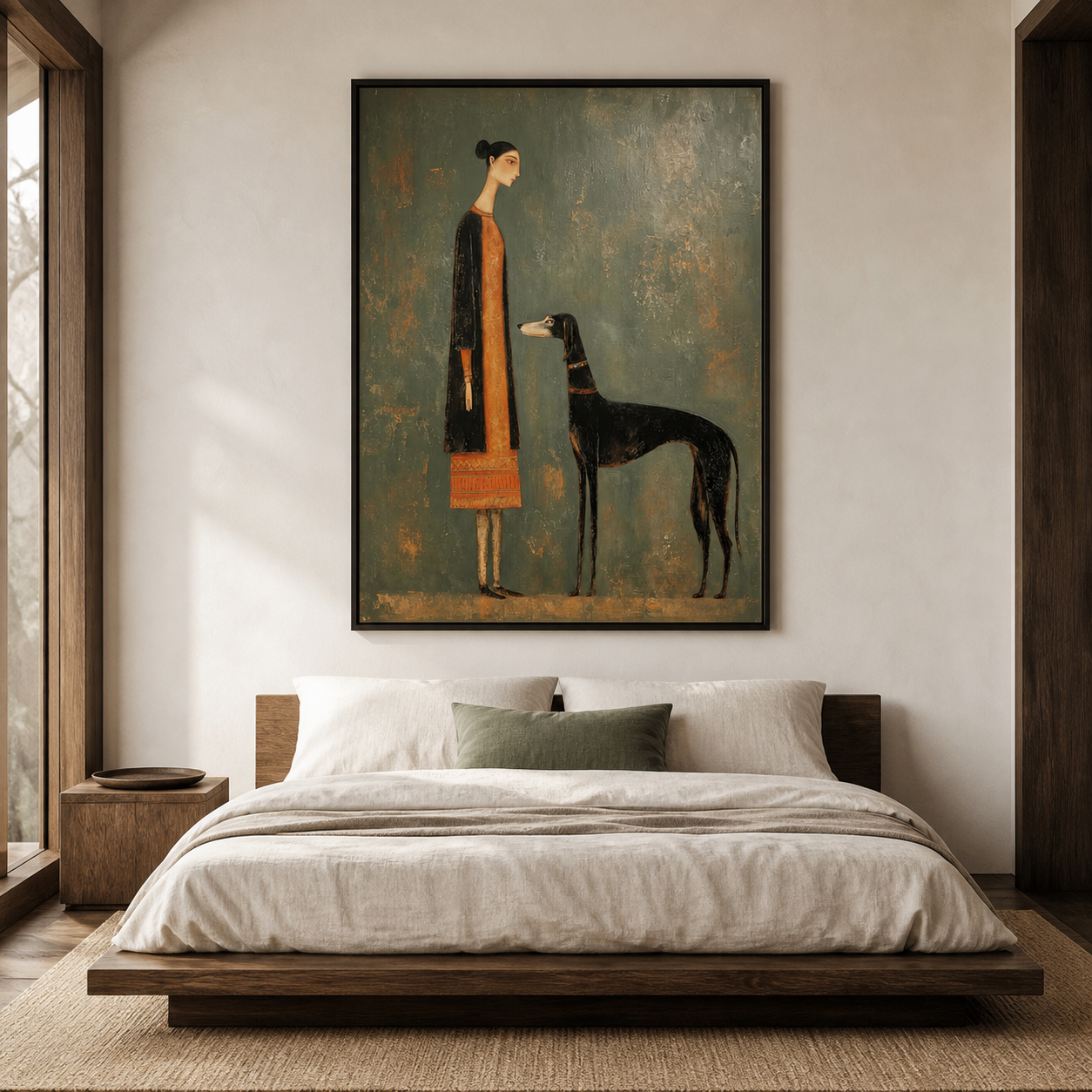 Noble Companion - Vintage Portrait of Woman & Hound Canvas