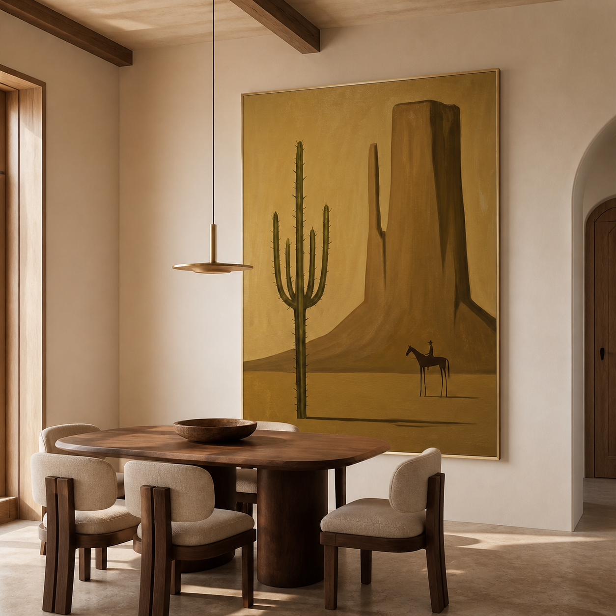 Saguaro Silence - Monument Valley & Horse Silhouette Painting