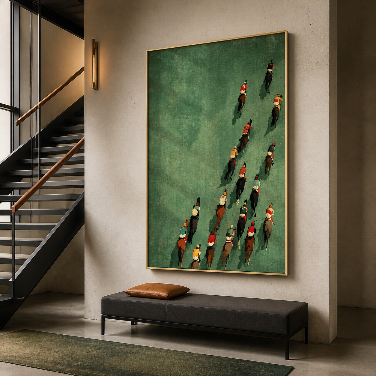 Horse Race Spectrum - Vintage Emerald Green Equestrian Aerial Canvas