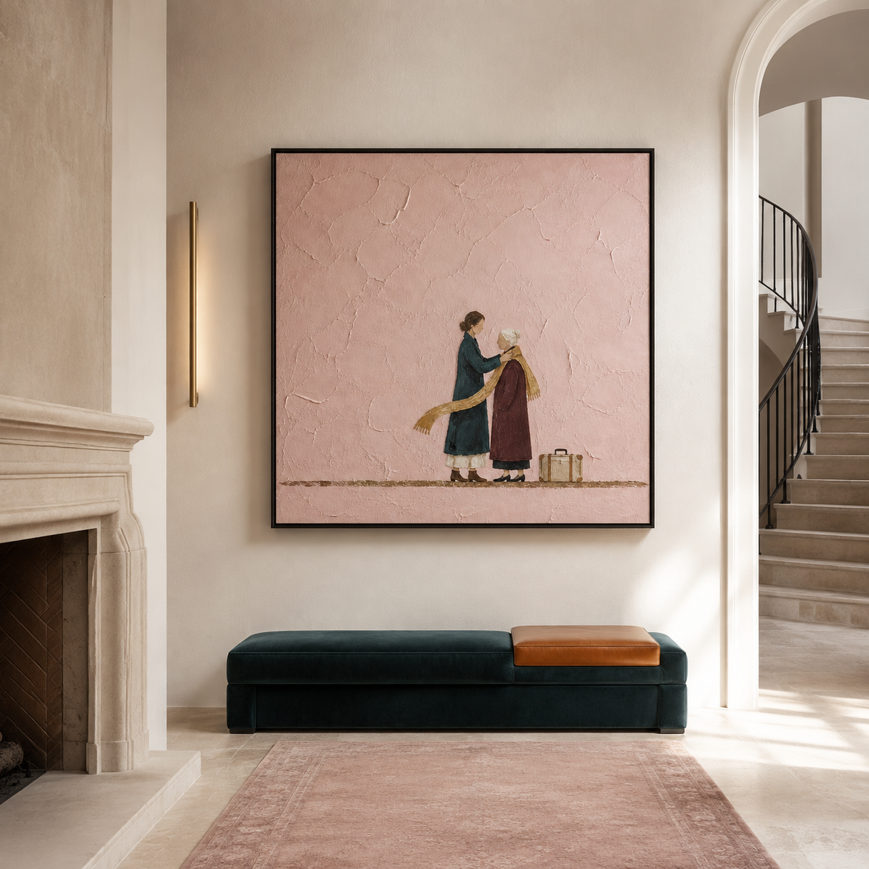 Tender Care - Daughter Wrapping Scarf for Mother Soft Pink Canvas