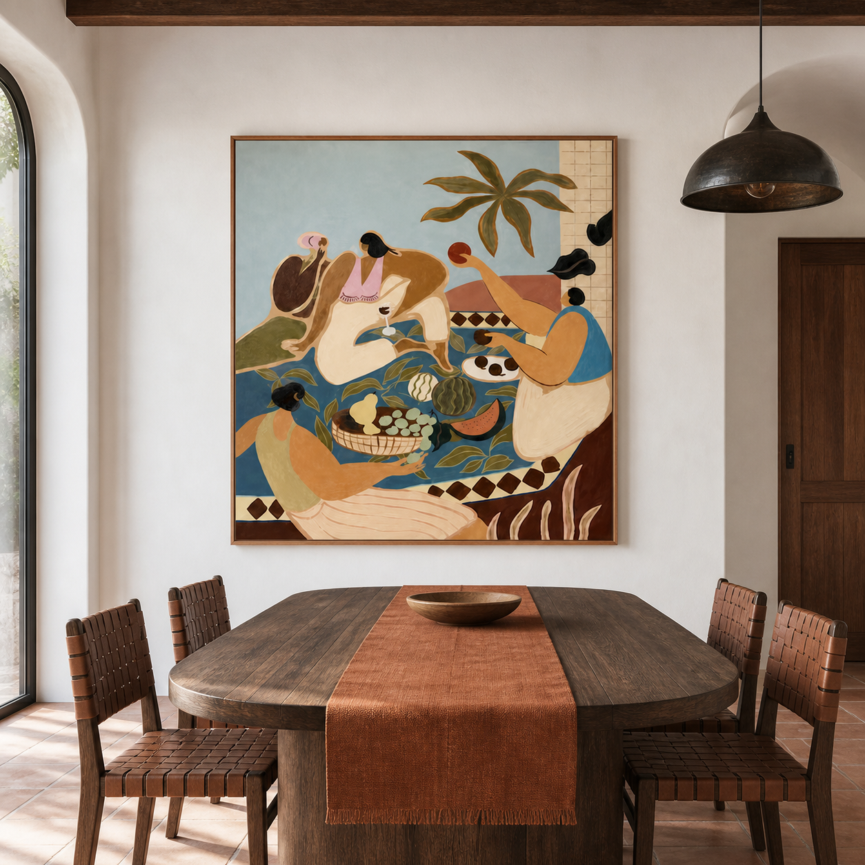 Summer Picnic - Mediterranean Tropical Feast & Figures Canvas