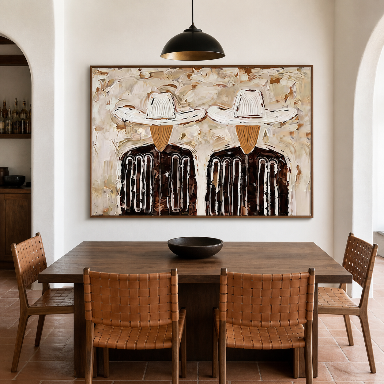 Ranch Heritage - Heavy Impasto Cowboy Duo Horizon Canvas