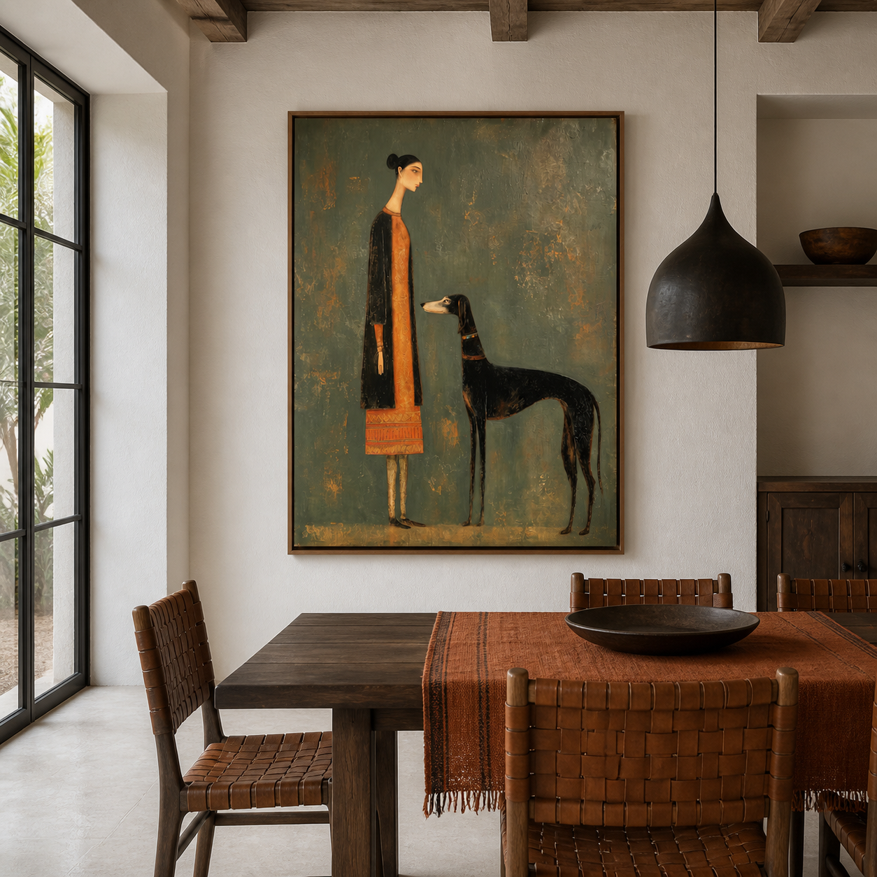 Noble Companion - Vintage Portrait of Woman & Hound Canvas