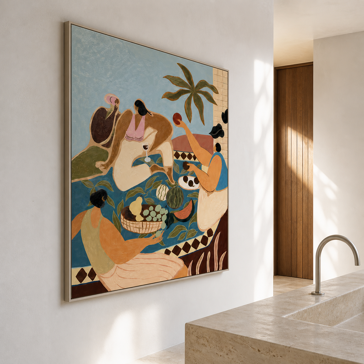 Summer Picnic - Mediterranean Tropical Feast & Figures Canvas