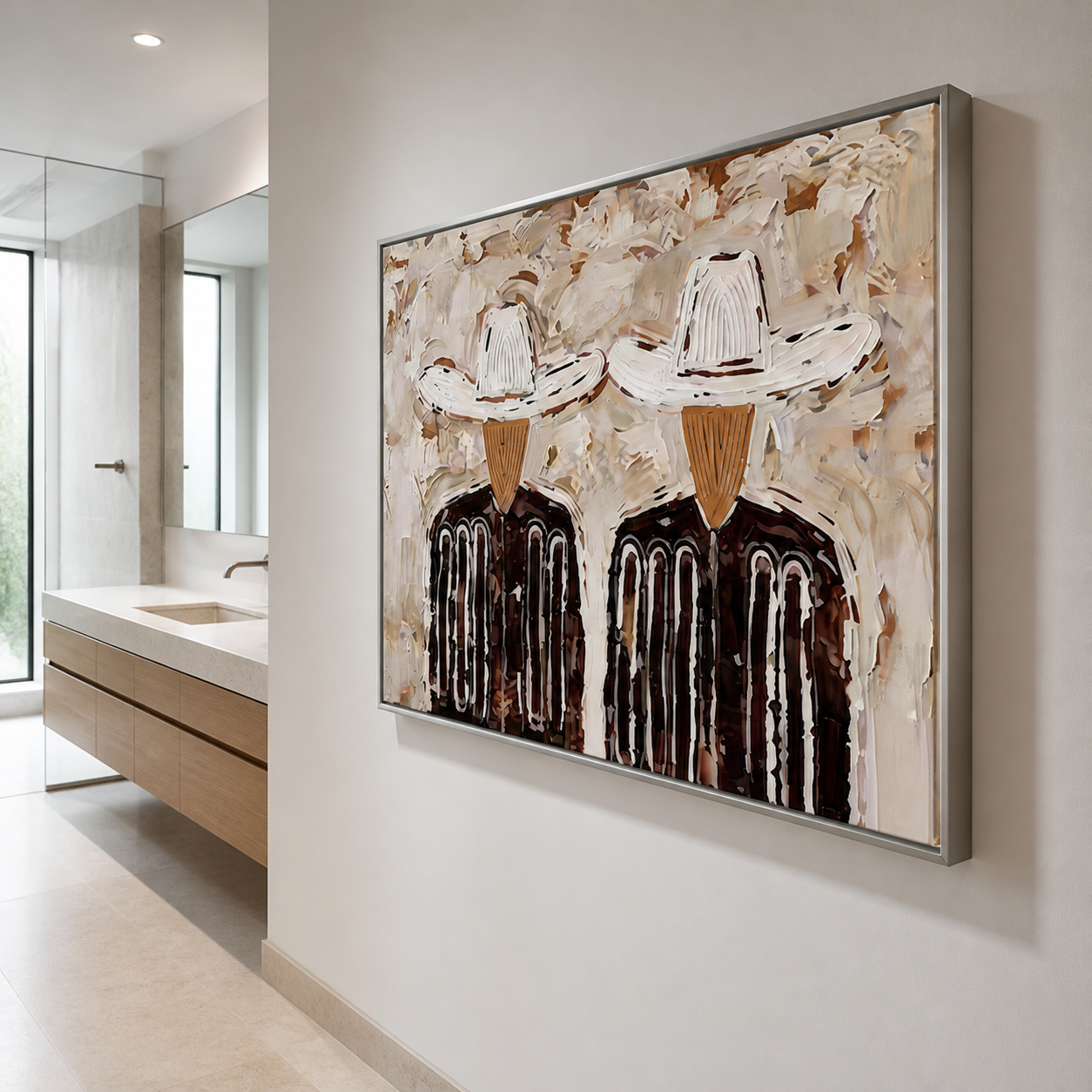 Ranch Heritage - Heavy Impasto Cowboy Duo Horizon Canvas