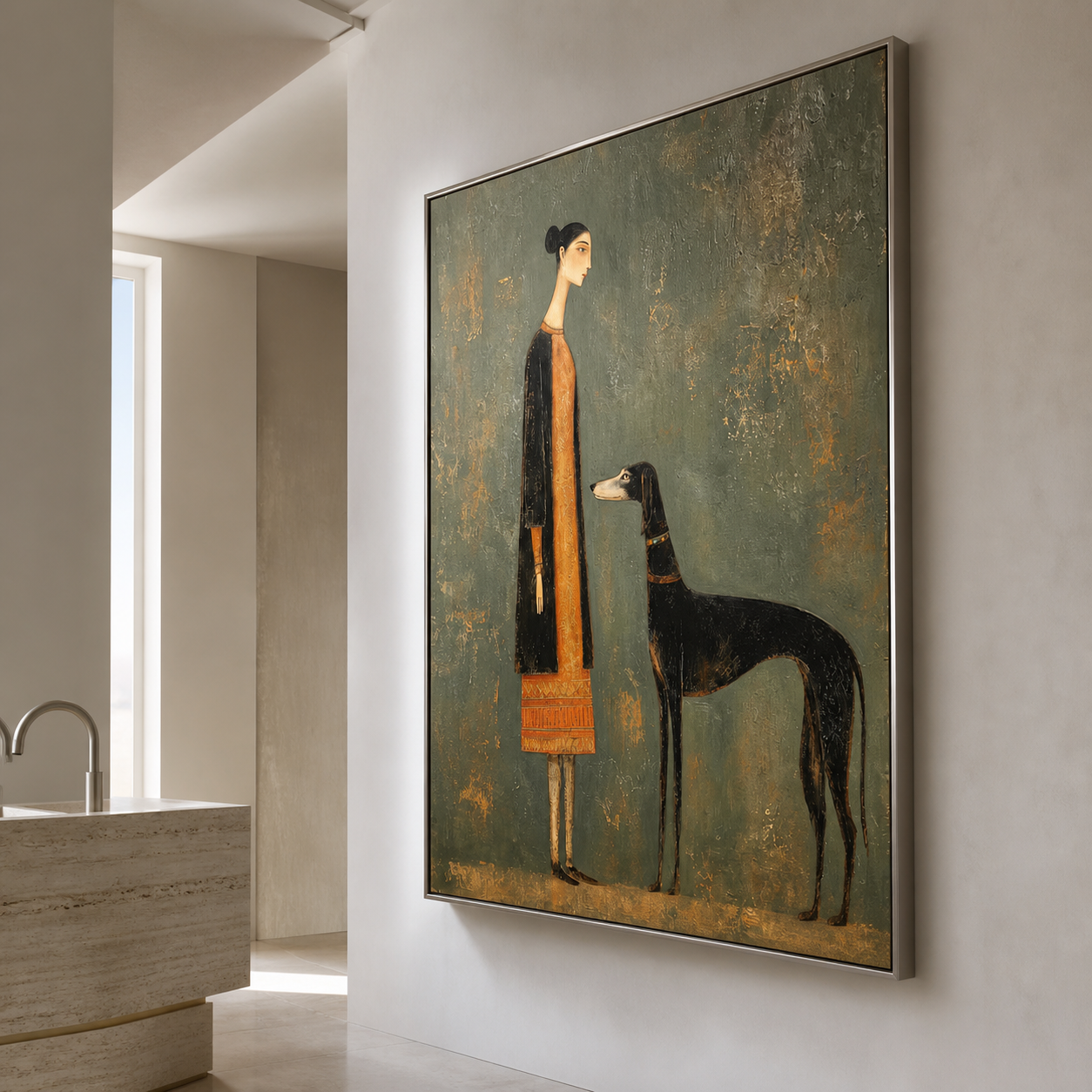 Noble Companion - Vintage Portrait of Woman & Hound Canvas