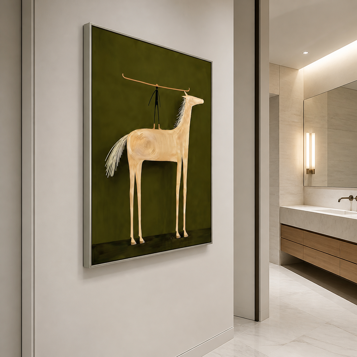 Whimsical Balance - Minimalist Equestrian & Rider Canvas