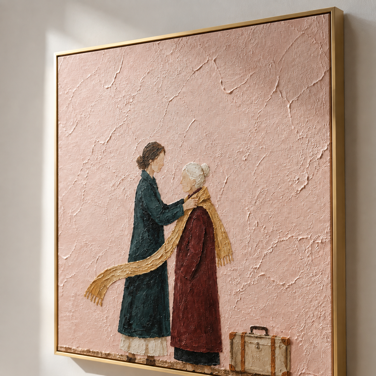 Tender Care - Daughter Wrapping Scarf for Mother Soft Pink Canvas