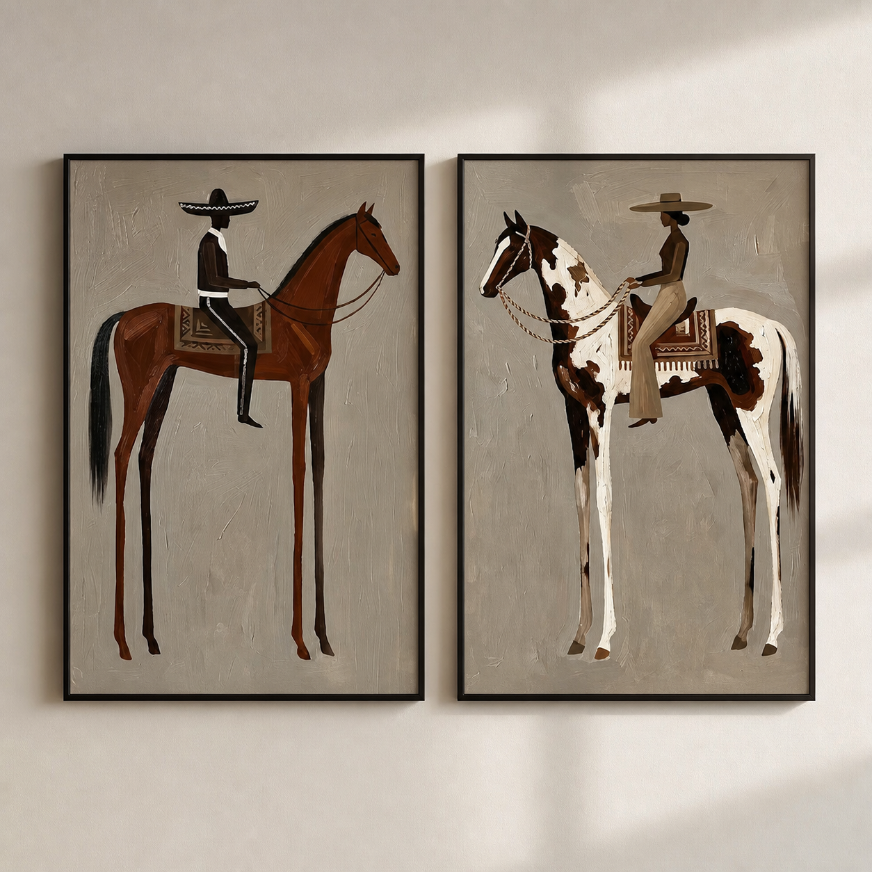 El Charro & La Charra - Mexican Cowboy Dual Canvas Set
