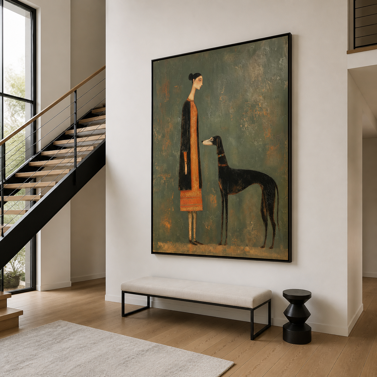 Noble Companion - Vintage Portrait of Woman & Hound Canvas