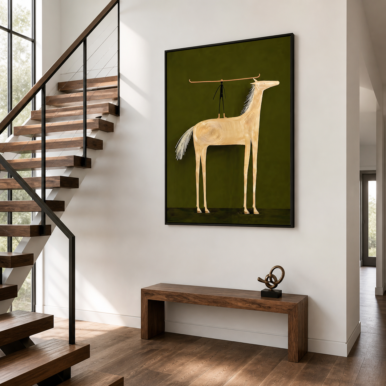 Whimsical Balance - Minimalist Equestrian & Rider Canvas