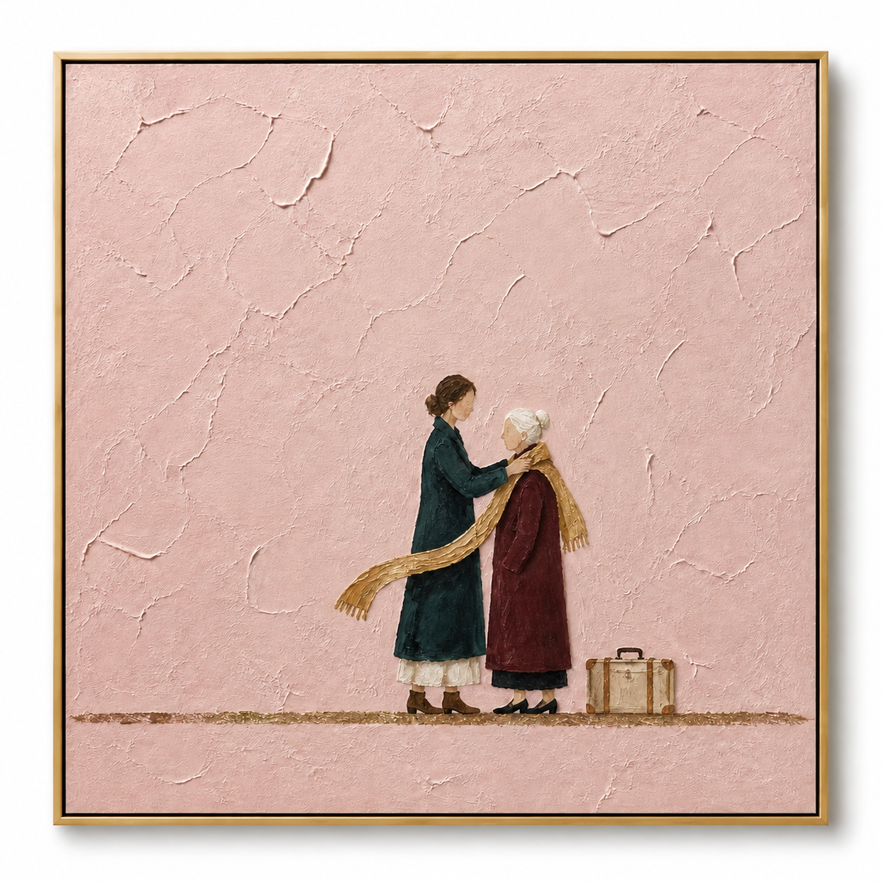 Tender Care - Daughter Wrapping Scarf for Mother Soft Pink Canvas