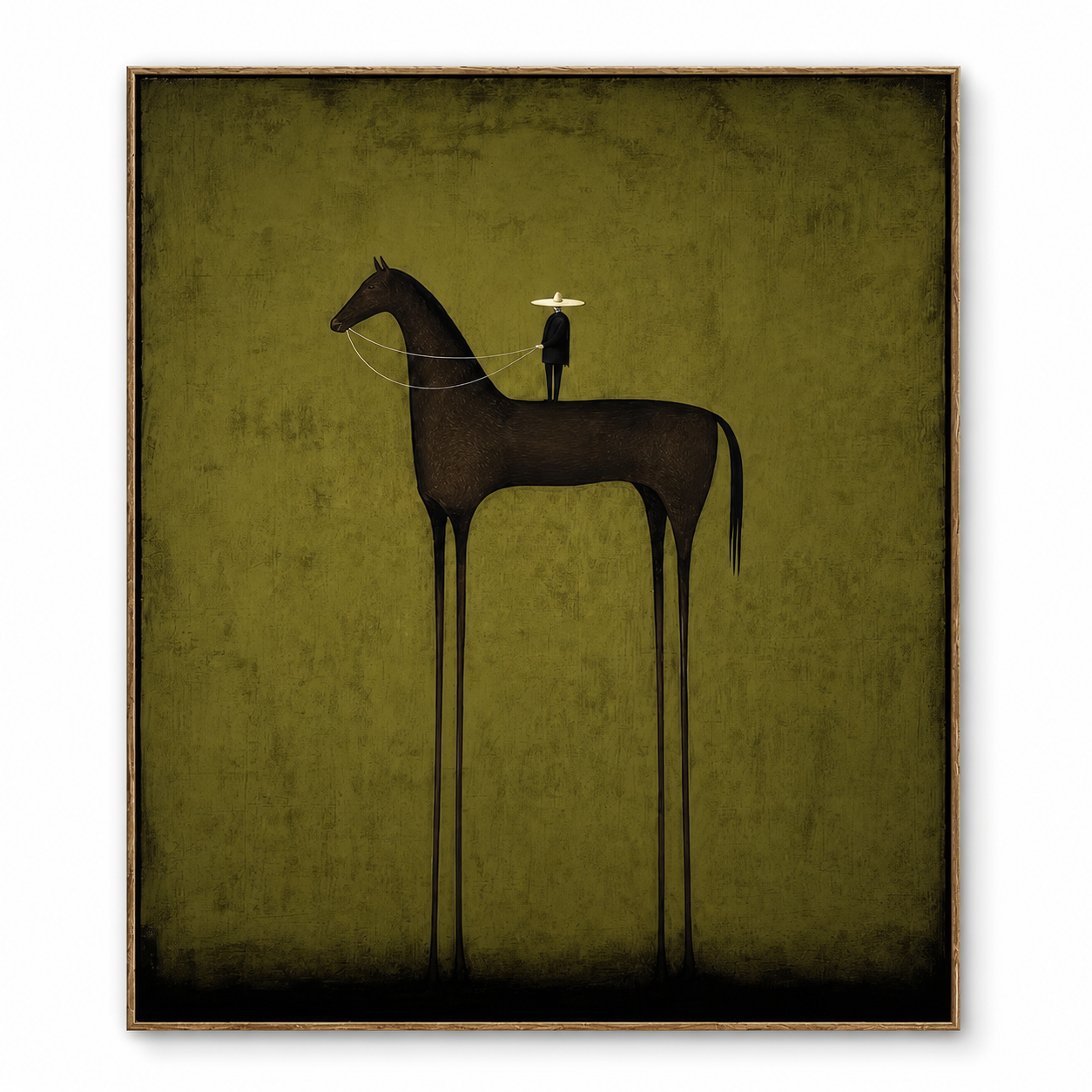 The Lone Sentinel - Minimalist Dark Horse & Rider Canvas