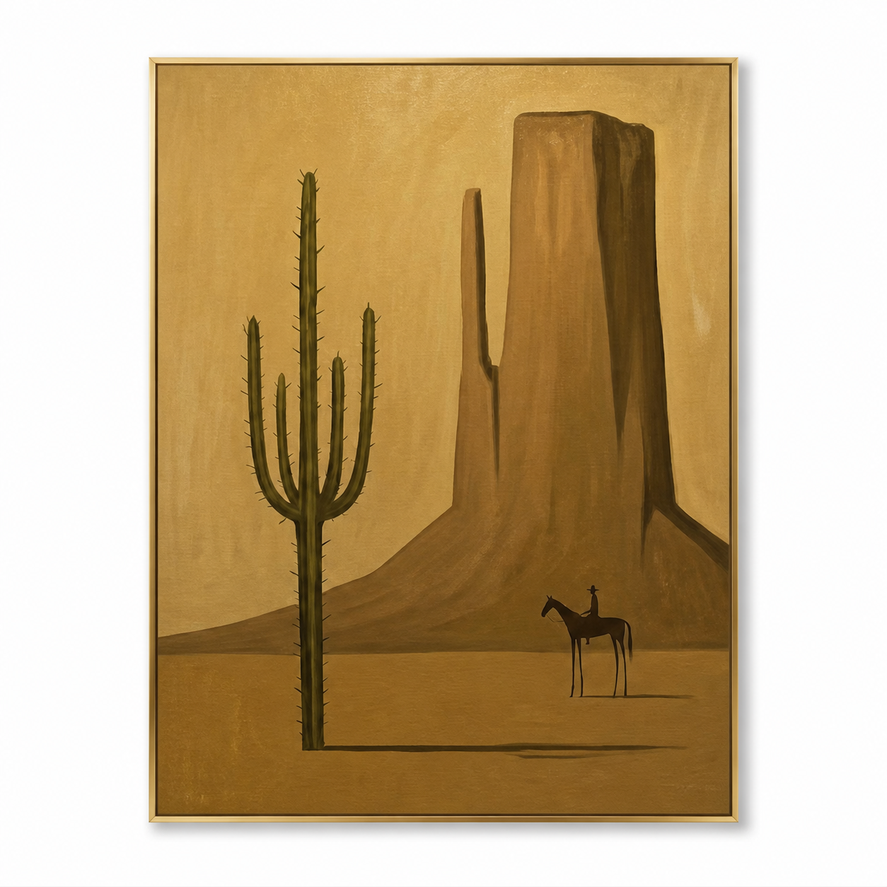 Saguaro Silence - Monument Valley & Horse Silhouette Painting