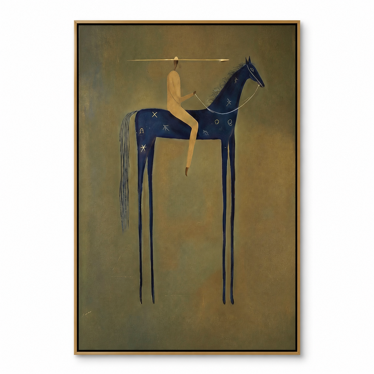 Crimson Sunset Strides - Tall Black Horse & Picador Painting