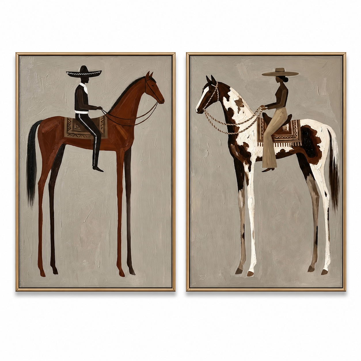 El Charro & La Charra - Mexican Cowboy Dual Canvas Set