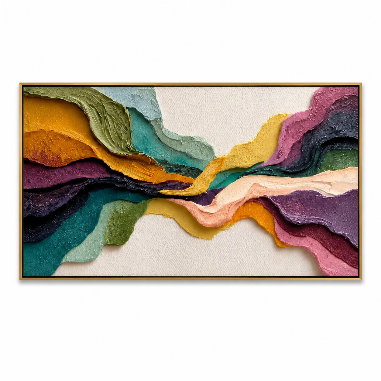 Chromatic Waves - Colorful Impasto Ribbon Abstract Horizontal Painting