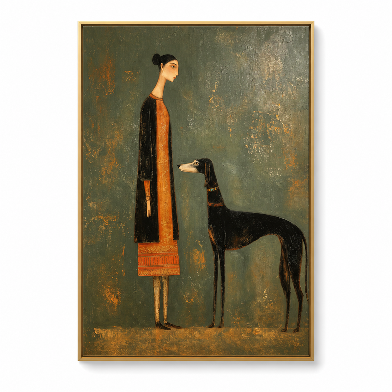 Noble Companion - Vintage Portrait of Woman & Hound Canvas