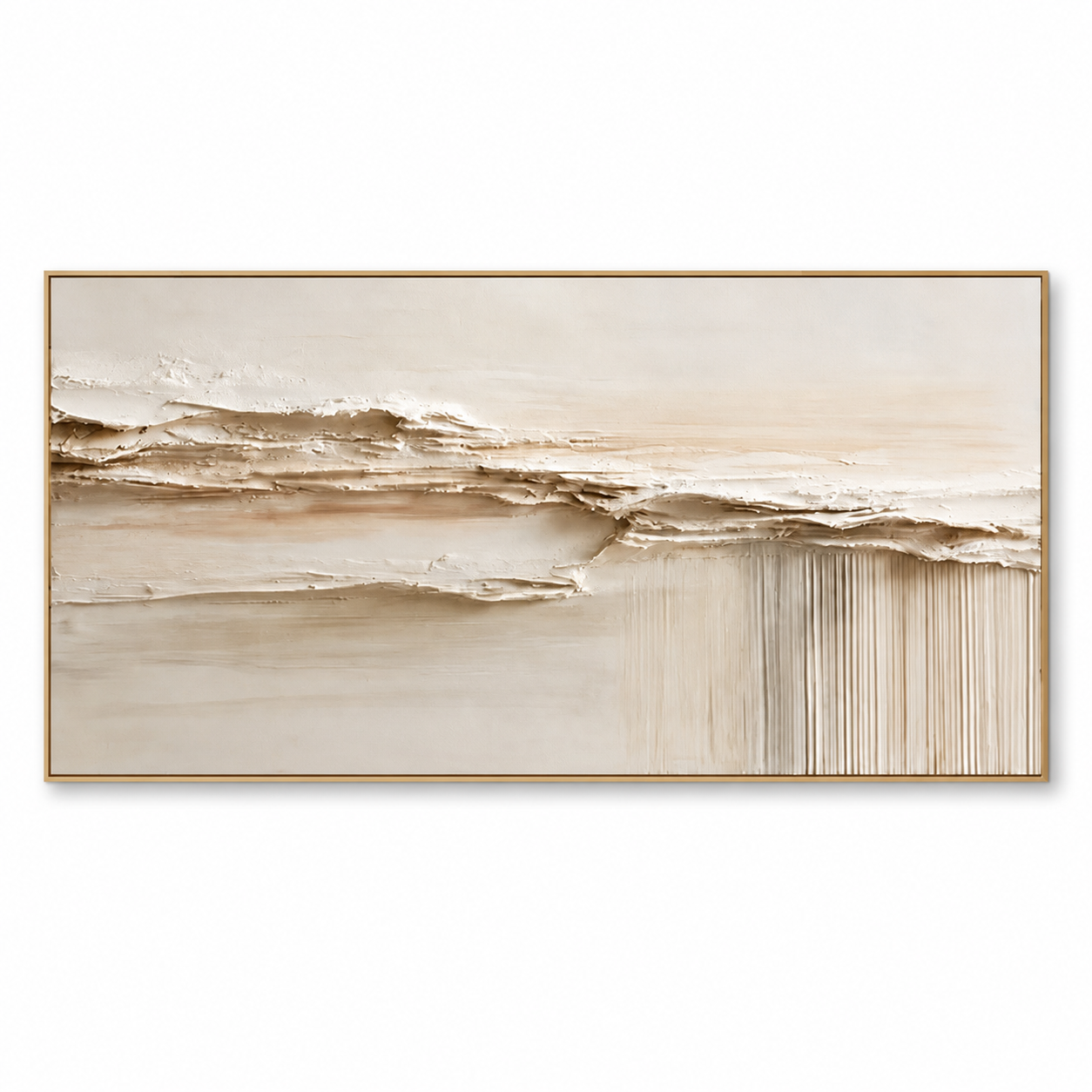 Sandstone Waves - Minimalist Heavy Impasto Horizon Canvas