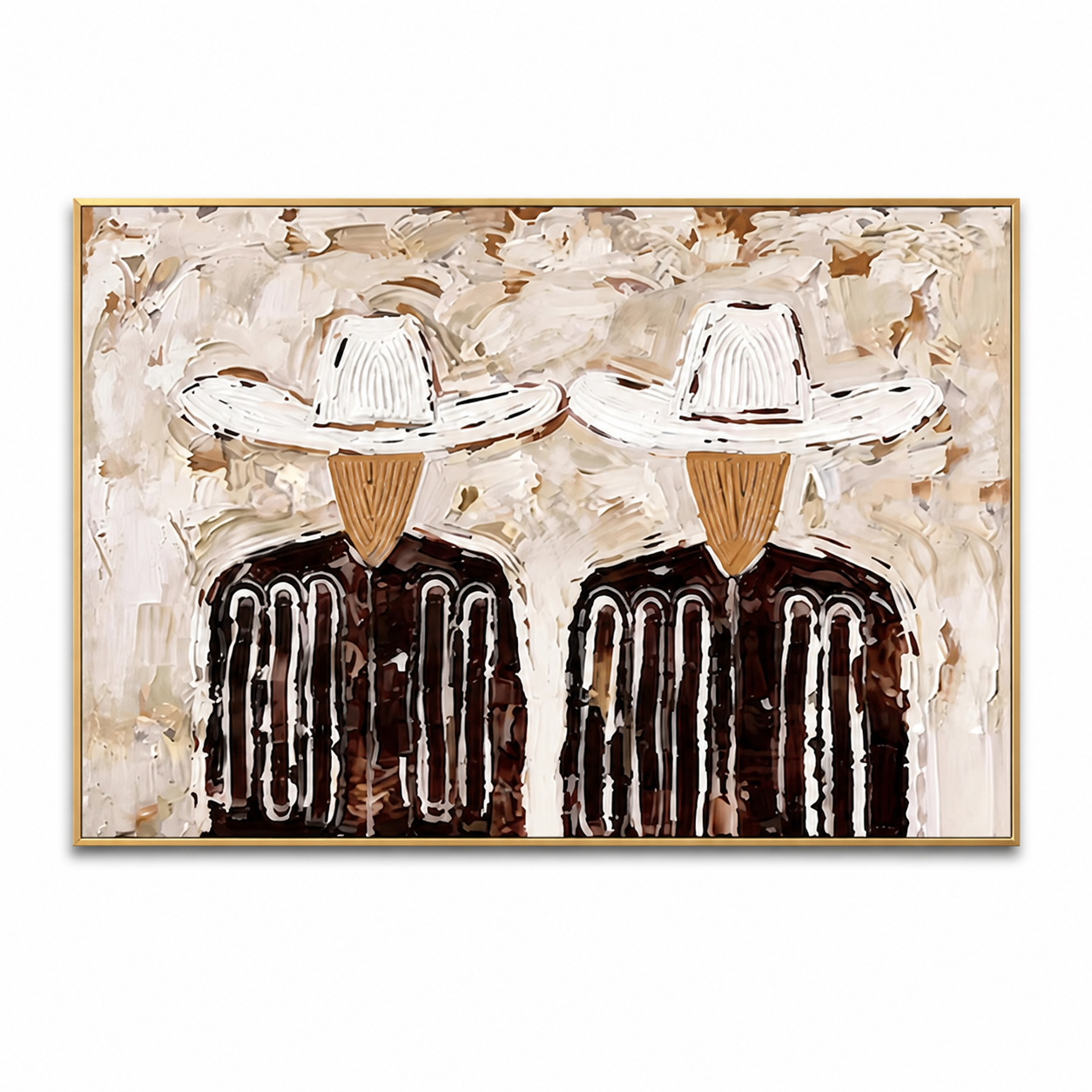 Ranch Heritage - Heavy Impasto Cowboy Duo Horizon Canvas