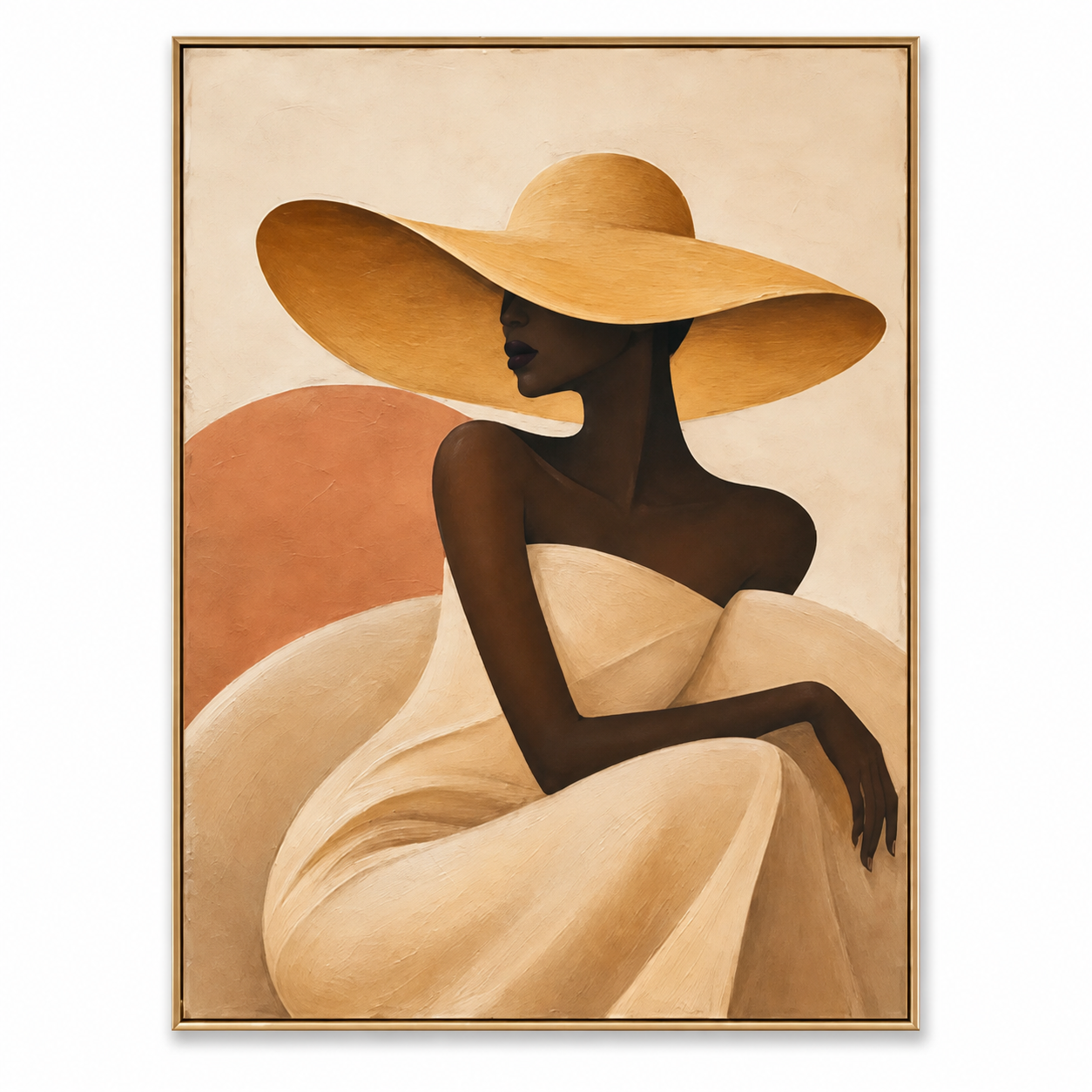 Solstice Elegance - Warm Ochre & Sunburst Silhouette Canvas