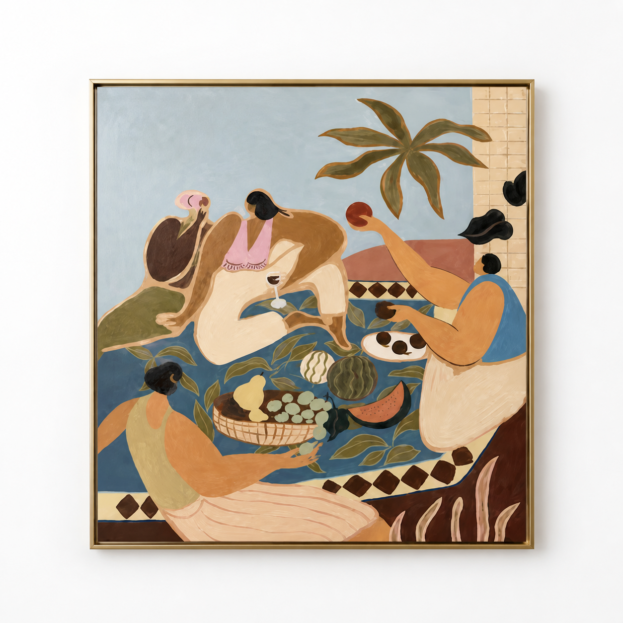 Summer Picnic - Mediterranean Tropical Feast & Figures Canvas