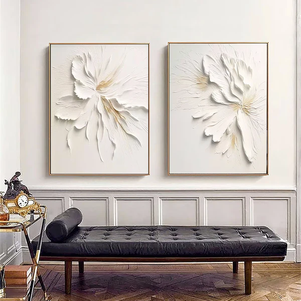 3D White Textured Flower
