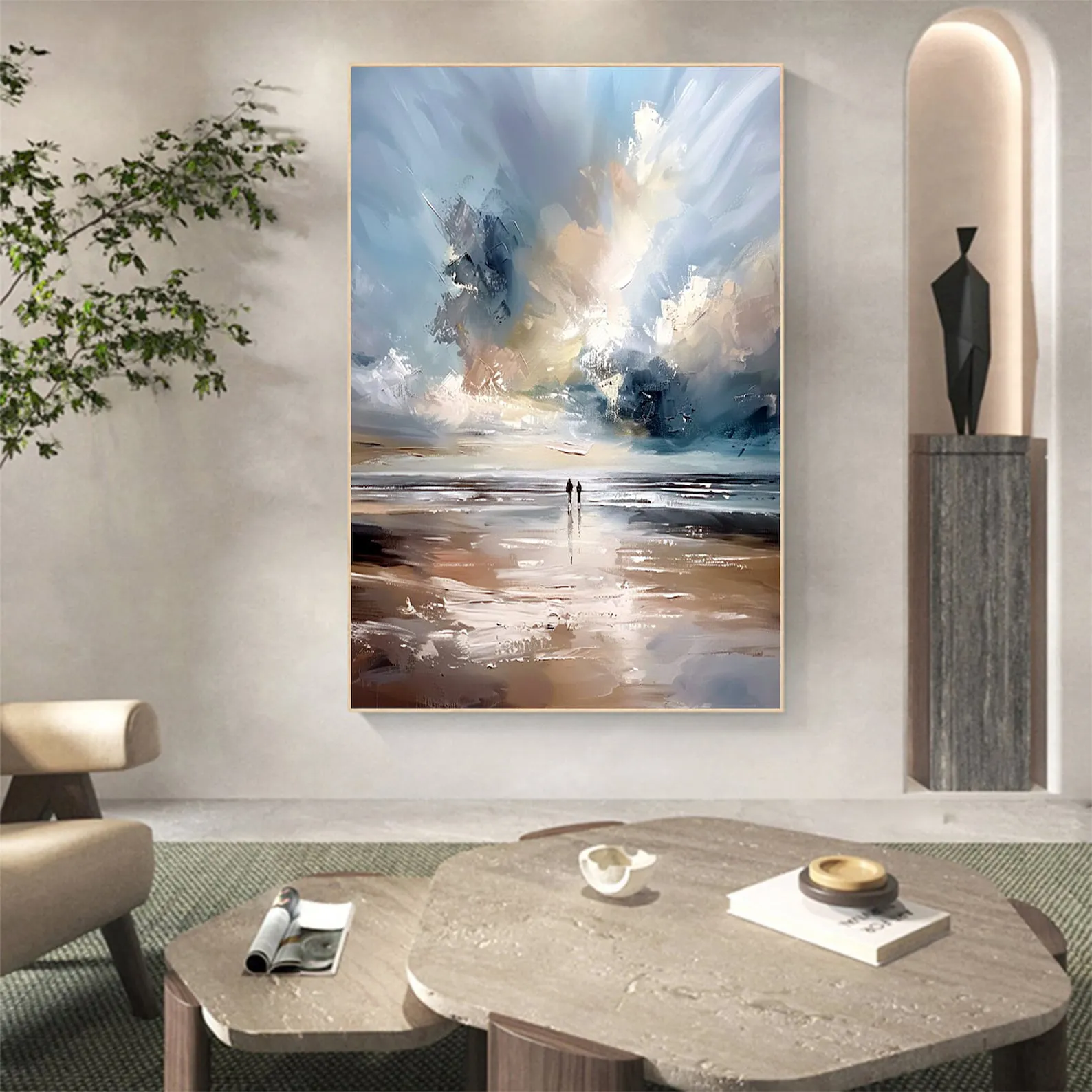 Coastal Reflection - Atmospheric Impasto Seascape Canvas Art