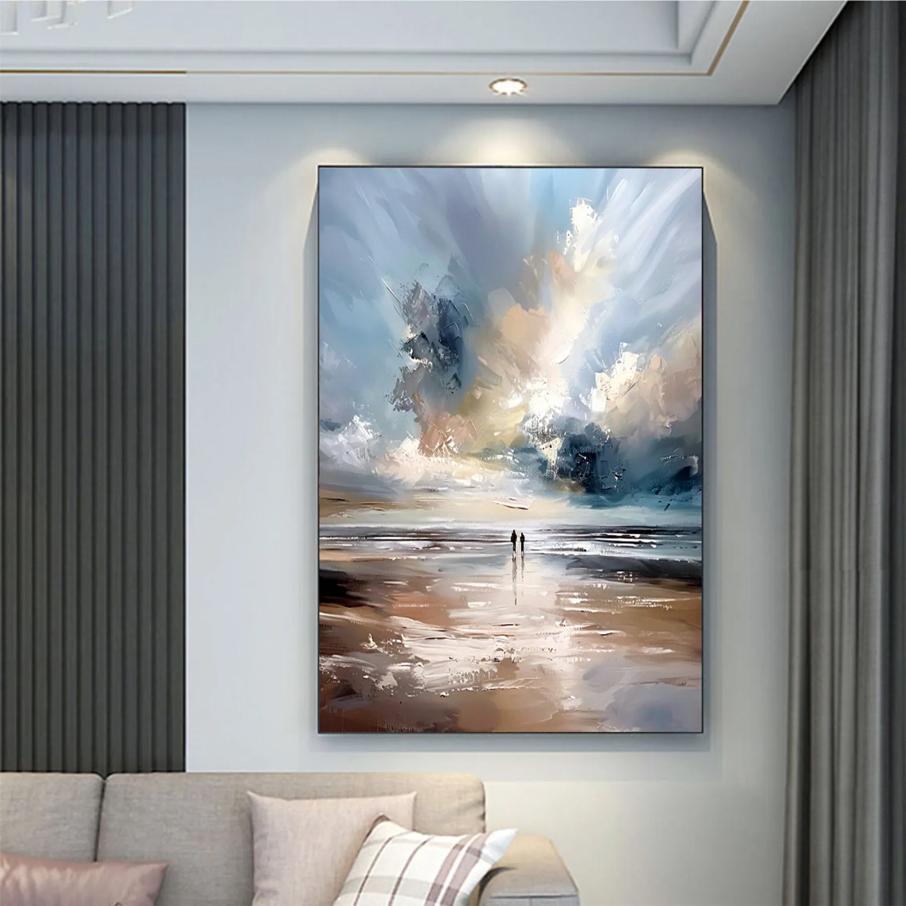 Coastal Reflection - Atmospheric Impasto Seascape Canvas Art