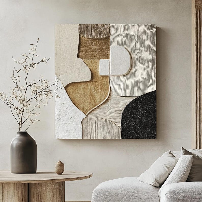 Golden Muse – Large Textured Abstract Figure Wall Art