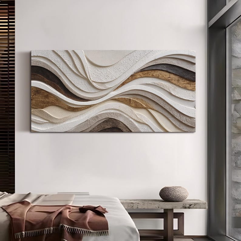 Neutral Brown Sculpted Panel Decor