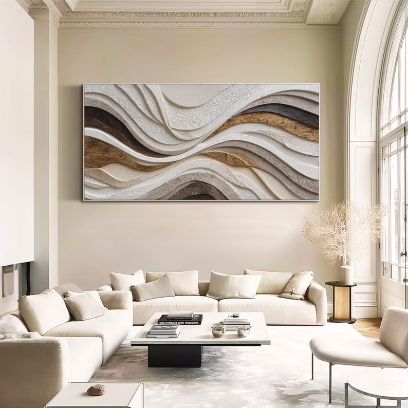 Neutral Brown Sculpted Panel Decor