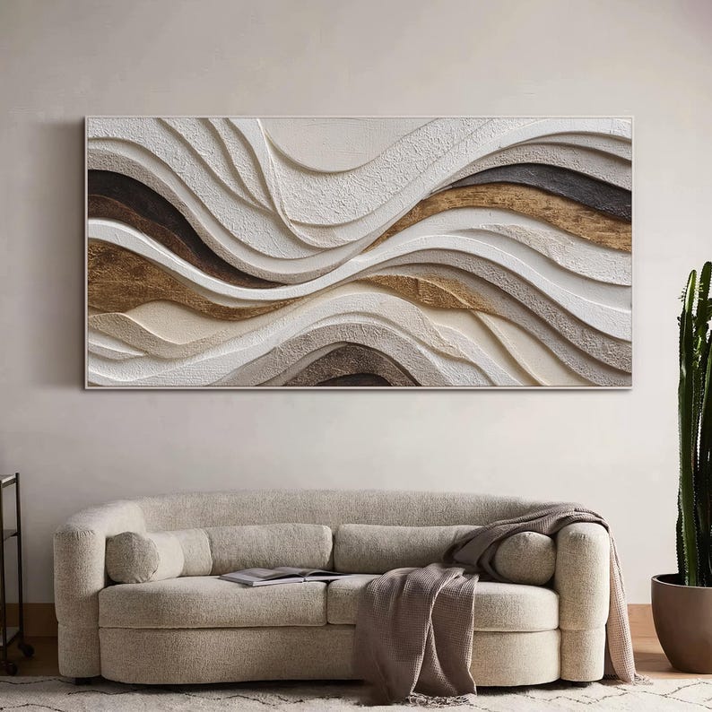 Neutral Brown Sculpted Panel Decor