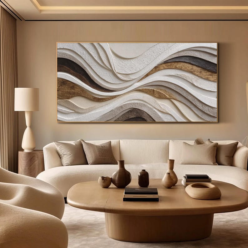 Neutral Brown Sculpted Panel Decor