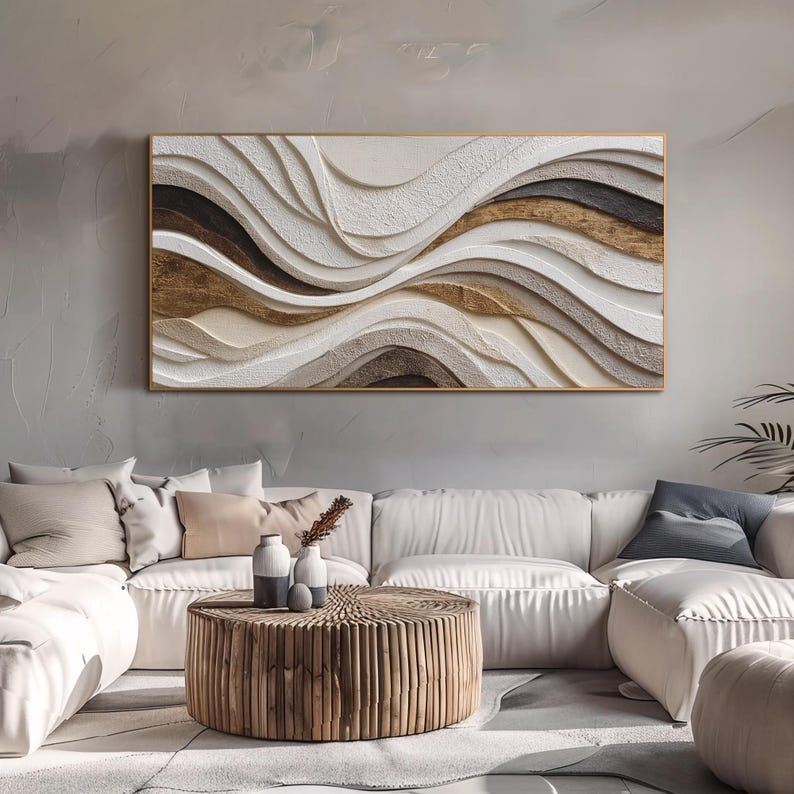 Neutral Brown Sculpted Panel Decor