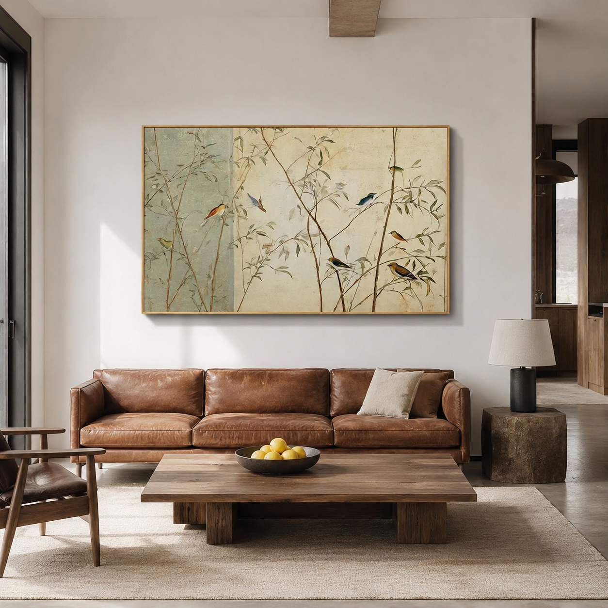 Whispering Leaves - Birds & Bamboo Chinoiserie Style Canvas Art