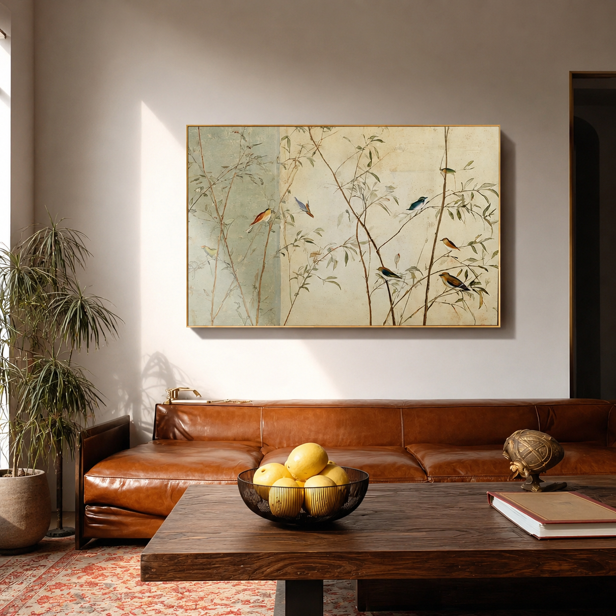Whispering Leaves - Birds & Bamboo Chinoiserie Style Canvas Art