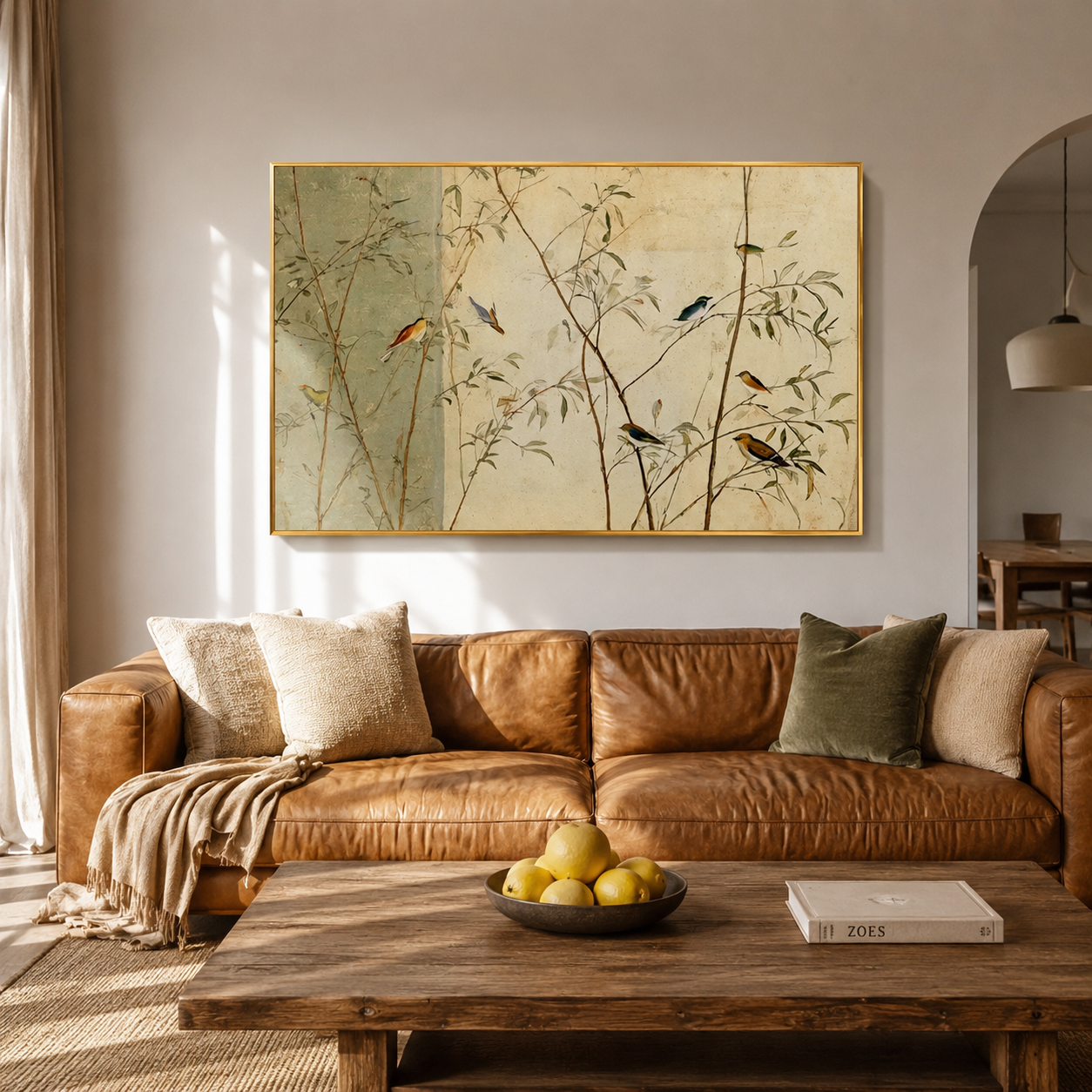 Whispering Leaves - Birds & Bamboo Chinoiserie Style Canvas Art