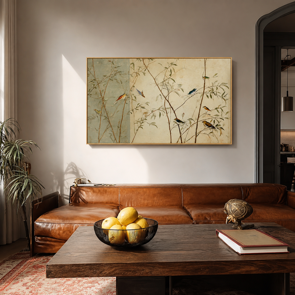 Whispering Leaves - Birds & Bamboo Chinoiserie Style Canvas Art