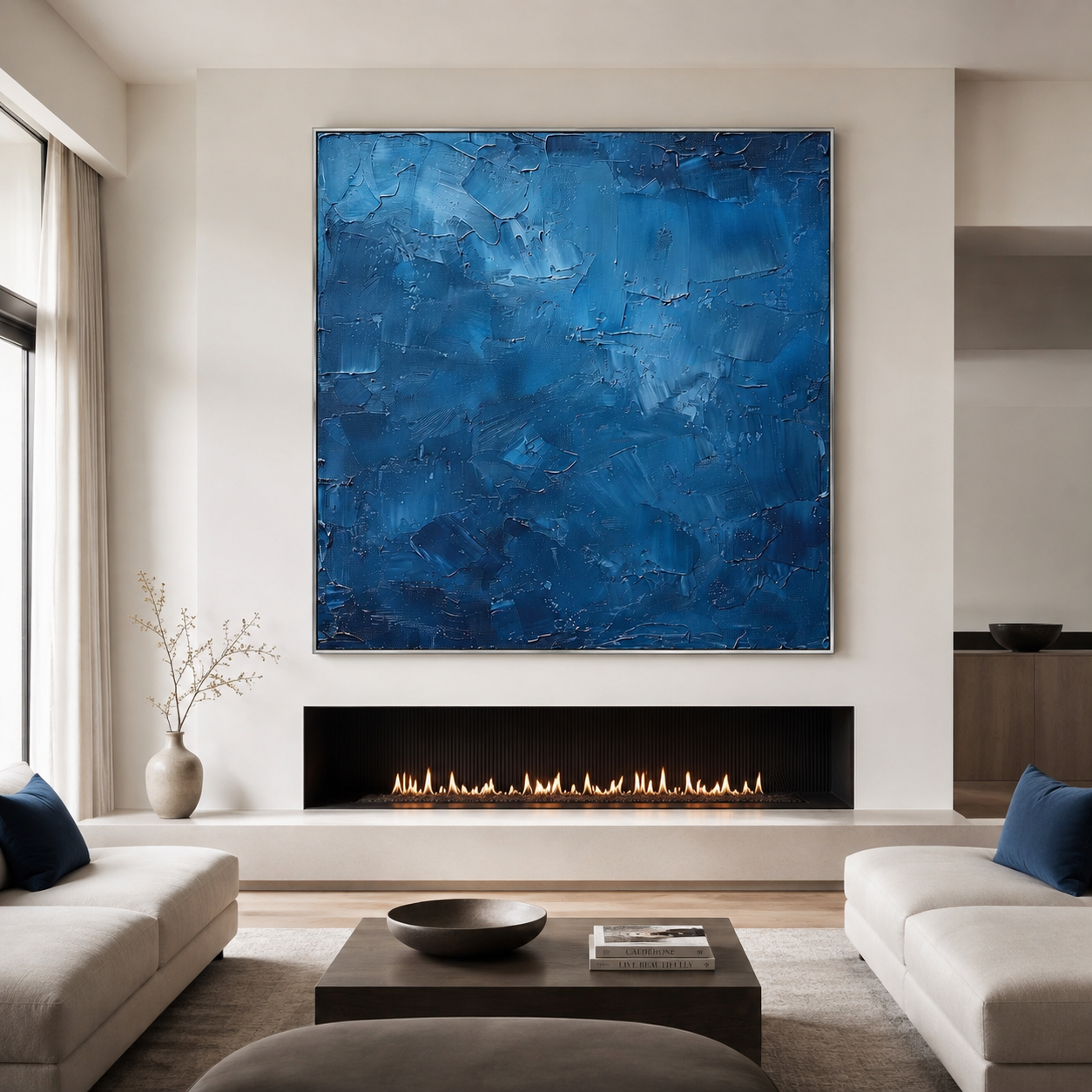 Sapphire Abyss - Cobalt Blue Heavy Textured Abstract Painting