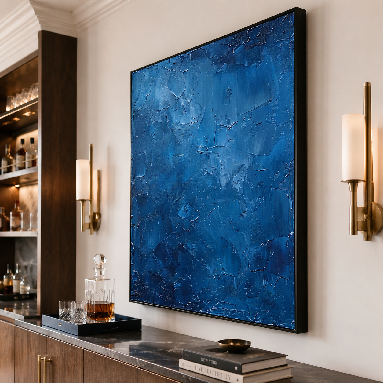 Sapphire Abyss - Cobalt Blue Heavy Textured Abstract Painting