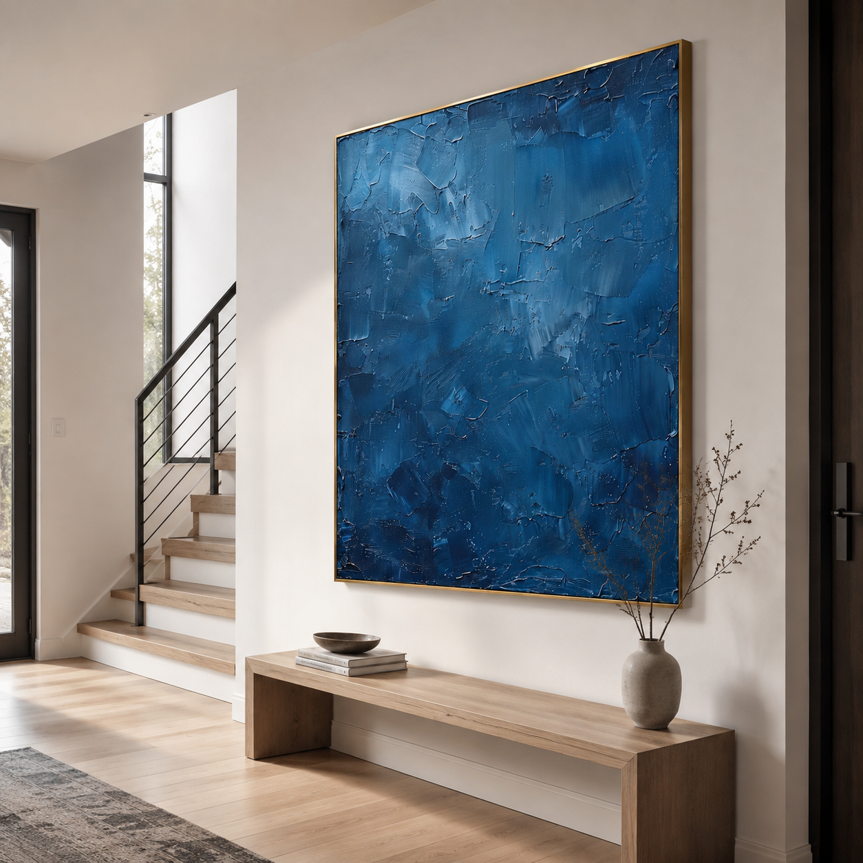 Sapphire Abyss - Cobalt Blue Heavy Textured Abstract Painting