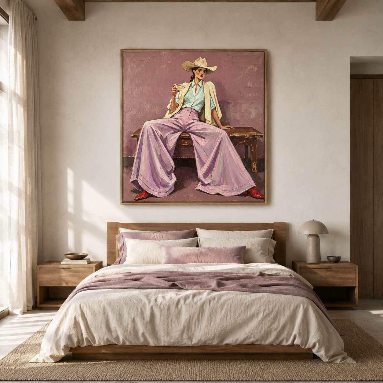 Modern Western Chic - Lilac Pants & Cowgirl Hat Figural Painting