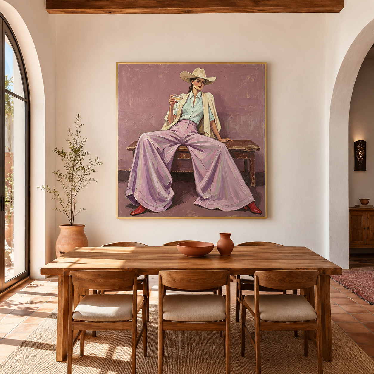 Modern Western Chic - Lilac Pants & Cowgirl Hat Figural Painting