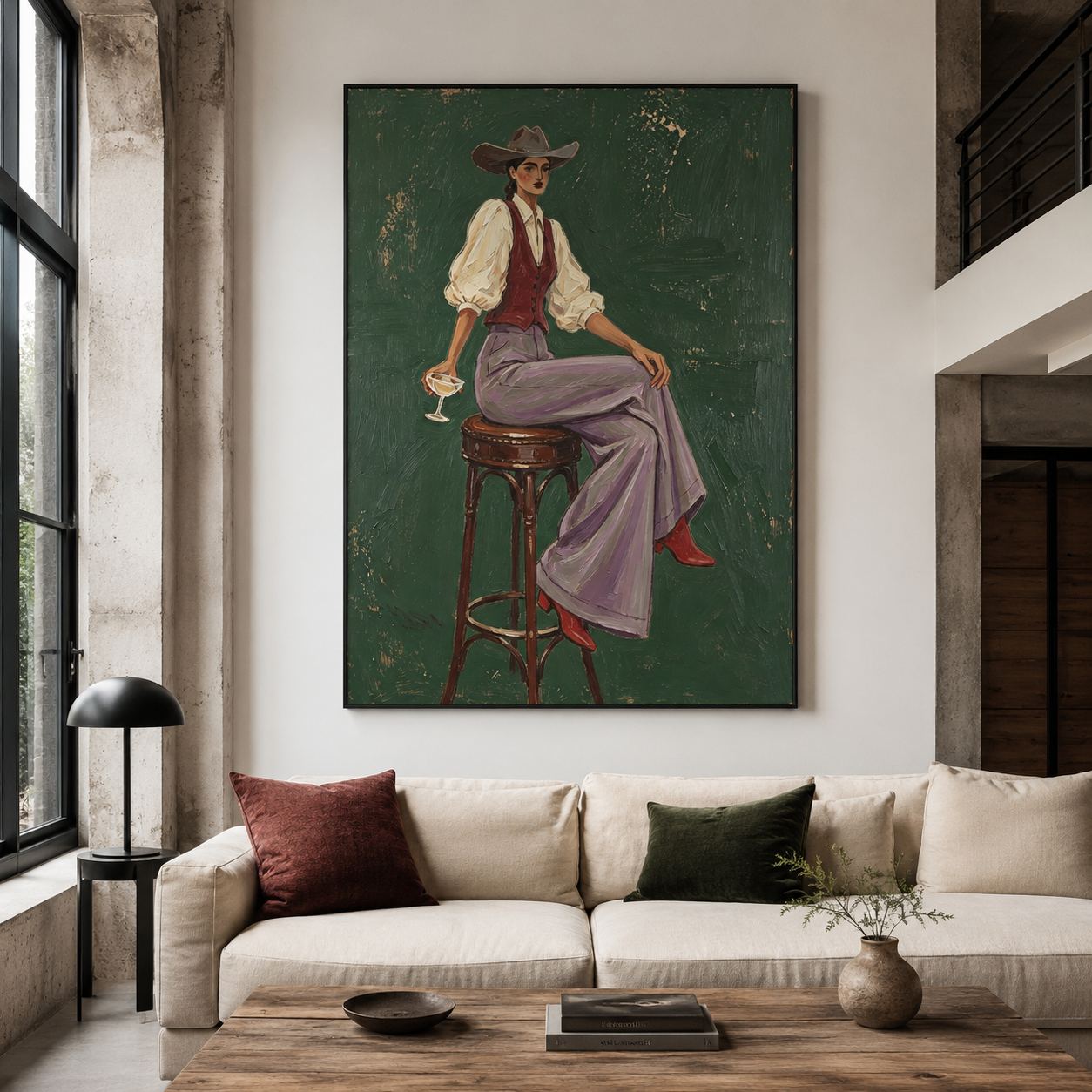 Modern Western Chic - Lilac Pants & Cowgirl Hat Figural Painting